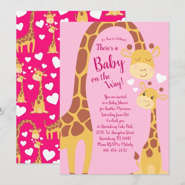Invitación Giraffe Baby Shower (Anverso / Reverso)