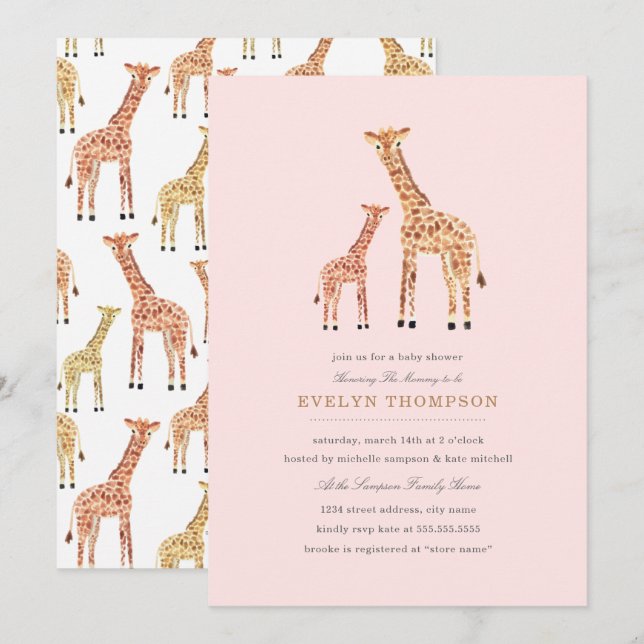 Invitación Giraffe Baby Shower (Anverso / Reverso)