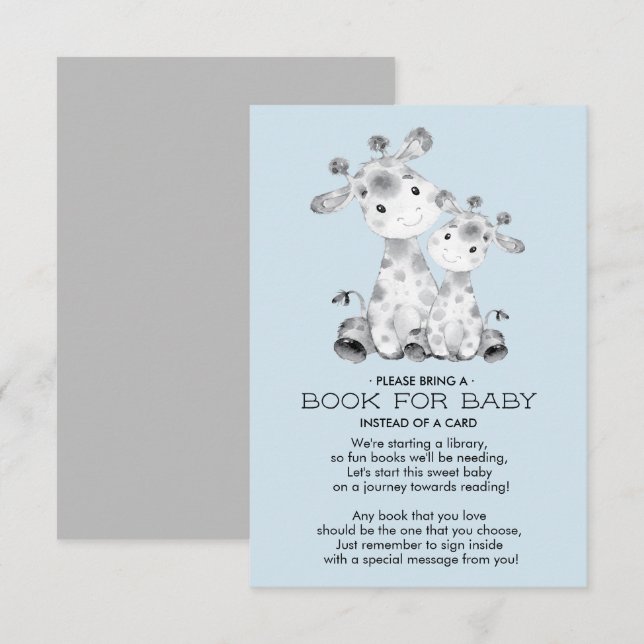 Invitación Giraffe Baby Shower Book for Baby Card (Anverso / Reverso)
