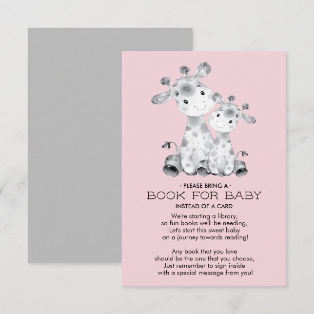 Invitación Giraffe Baby Shower Book for Baby Card (Anverso / Reverso)
