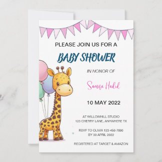 Invitación Giraffe Baby Shower - Chica
