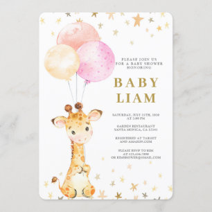 Invitación Giraffe Baby Shower chica