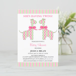 Invitación Giraffe Baby Shower, Chica gemelo