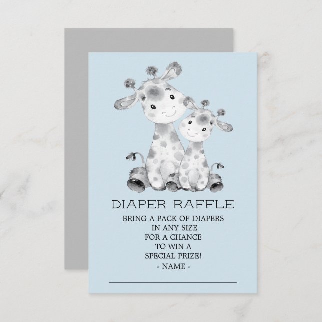 Invitación Giraffe Baby Shower Diaper Raffle Ticket (Anverso / Reverso)