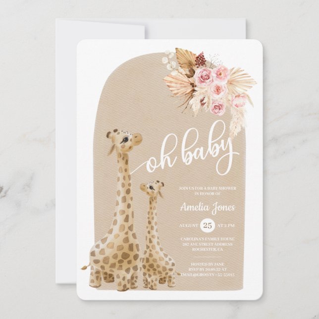 Invitación Giraffe Baby Shower Invitati (Anverso)