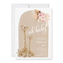 Giraffe Baby Shower Invitati de pampas neutra