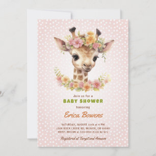 Invitación Giraffe Baby Shower Wild One en camino a Safari