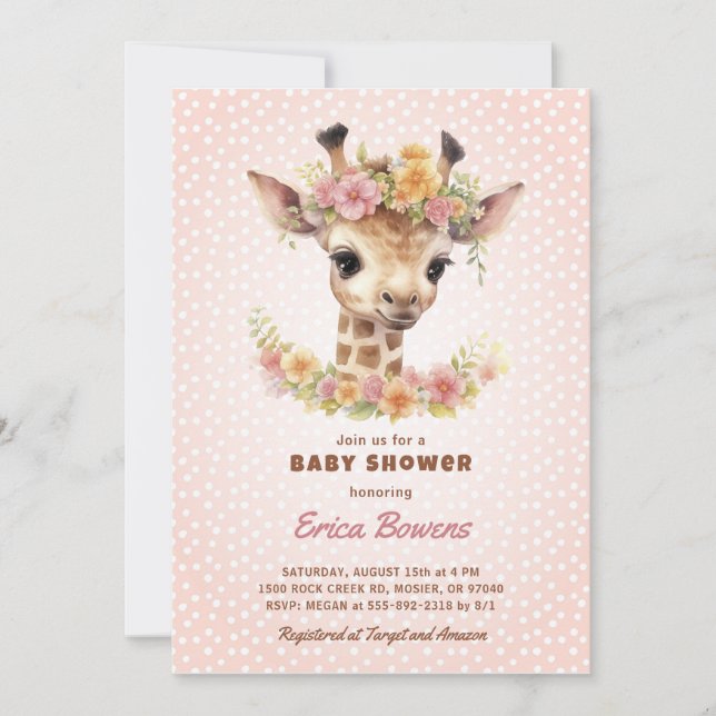 Invitación Giraffe Baby Shower Wild One en camino a Safari (Anverso)