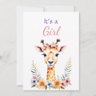 Invitación Giraffe bebé en el Baby Shower del Chica de las fl