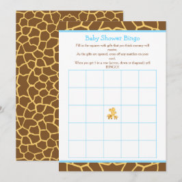 Invitación Giraffe Blue Boy Baby Shower Bingo