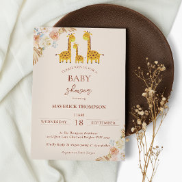 Invitación Giraffe Bohemian Dried Grass Baby Shower