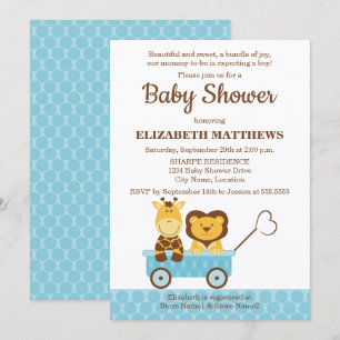 Invitación Giraffe caprichosa y Baby Shower de leones