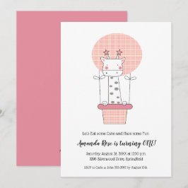 Invitación Giraffe Chica Primer cumpleaños