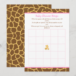 Invitación Giraffe Chica Rosa Baby Shower Bingo