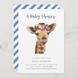 Invitación Giraffe con corona floral