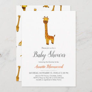 Invitación Giraffe Cute Minimalista Baby Shower
