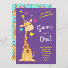 Giraffe Cute Niños Primer Fiesta Chicas