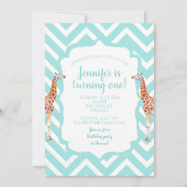 Invitación Giraffe en el zigzag chevron.