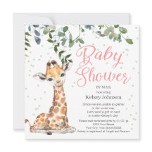 Giraffe Eucalyptus Greenery Baby Shower rosa