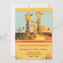 Invitación Giraffe Familia Niños Fiesta de cumpleaños