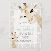 Giraffe Greige Watercolor Kids Cumpleaños