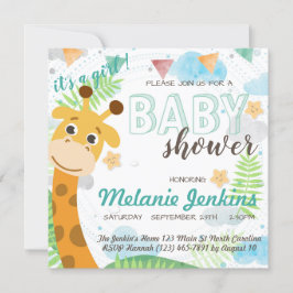 Invitación Giraffe hermoso Baby Shower brillante