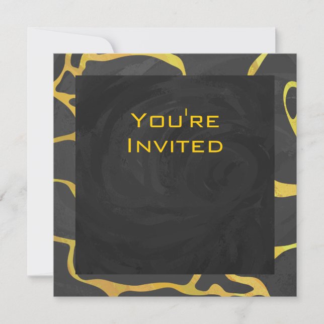 Invitación Giraffe Impresión negra y amarilla (Anverso)