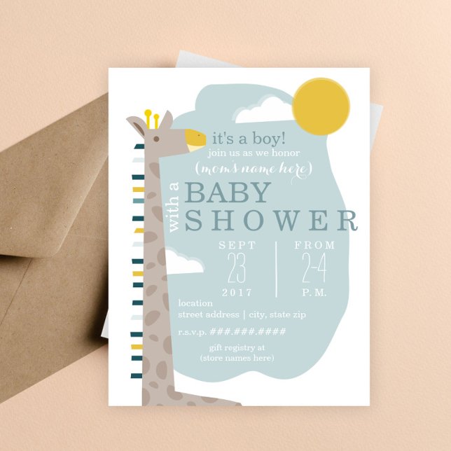 Invitación Giraffe Modern Boy Baby Shower (Subido por el creador)