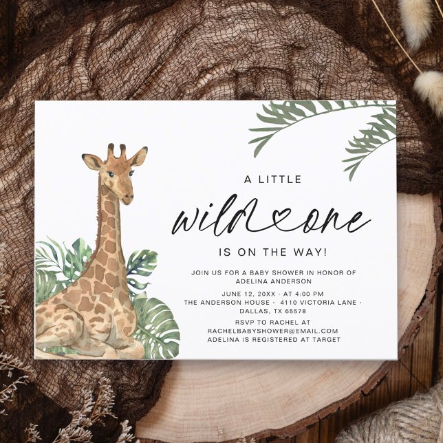 Invitación Giraffe moderna salvaje un Baby Shower (Subido por el creador)