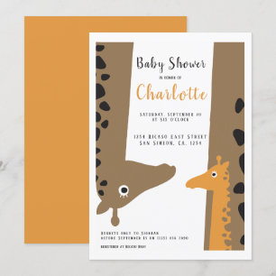 Invitación Giraffe Mom y Baby Cute Baby Shower