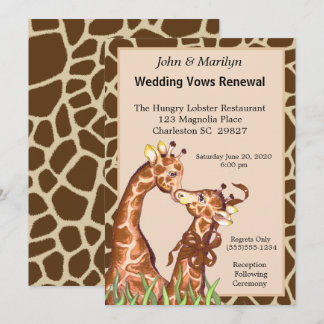 Invitación Giraffe Pareja Boda Votos de renovación