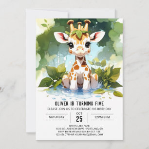 Invitación Giraffe Personalizado Kids Cumpleaños