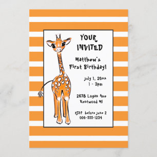 Invitación Giraffe - primer cumpleaños