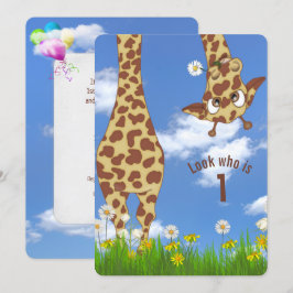 Invitación Giraffe Primer Fiesta de cumpleaños
