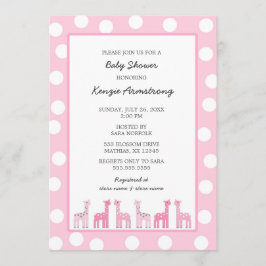 Invitación Giraffe rosa ducha de bebé o fiesta de cumpleaños