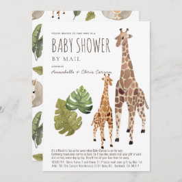 Invitación Giraffe Safari en Baby Shower neutral de género po