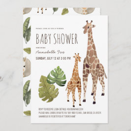 Invitación Giraffe Safari en Baby Shower virtual neutral en c