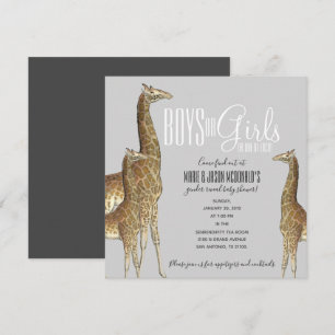 Invitación giraffe safari GÉNERO REVELAR duchón gemelo Invi