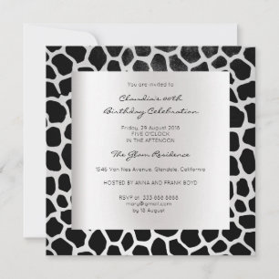 Invitación Giraffe Safari Piel animal Dorada Negro