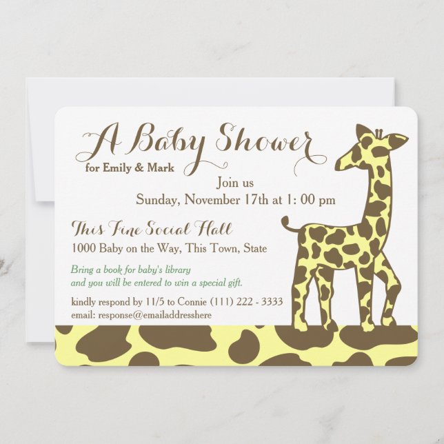 Invitación Giraffe Spots Baby Shower (Anverso)