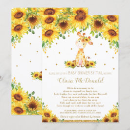 Invitación Giraffe Sunflower Floral Baby Shower por Mail Chic