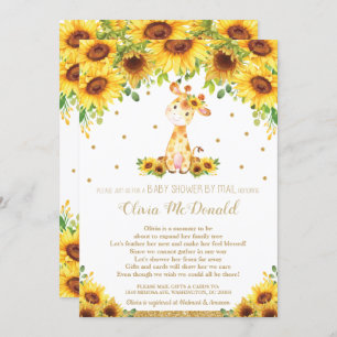Invitación Giraffe Sunflower Floral Baby Shower por Mail Chic