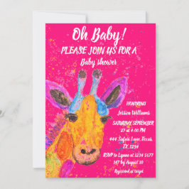Invitación Giraffe Watercolor Safari Jungle Cute Baby Shower