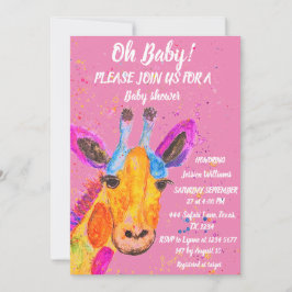 Invitación Giraffe Watercolor Safari Jungle Cute Baby Shower