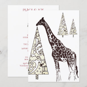 Invitación Giraffe y fiesta navideña de árboles