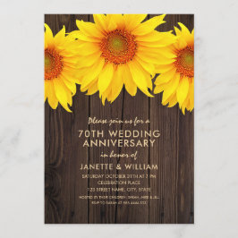 Invitación Girasol 70º Aniversario de Boda Madera Rústica