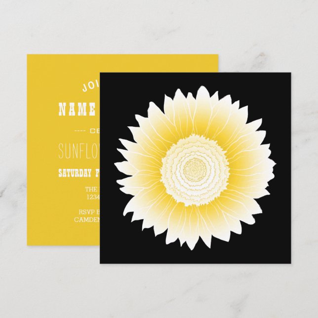 Invitación girasol amarillo (Anverso / Reverso)