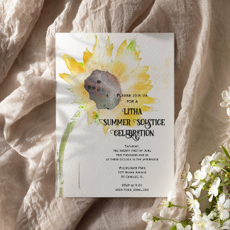 Invitación Girasol Amarillo Celebración del Solsticio de Vera