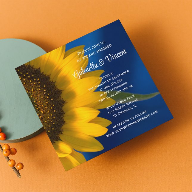 Invitación Girasol amarillo en Boda azul (Subido por el creador)