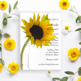 Invitación Girasol amarillo en Boda blanco